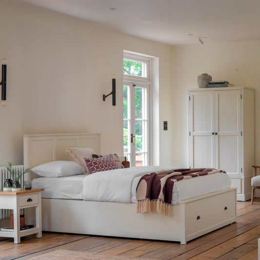 Eton 1 Drawer Storage Bed White 4′6″ Double – White MDF – Bed (view 2)