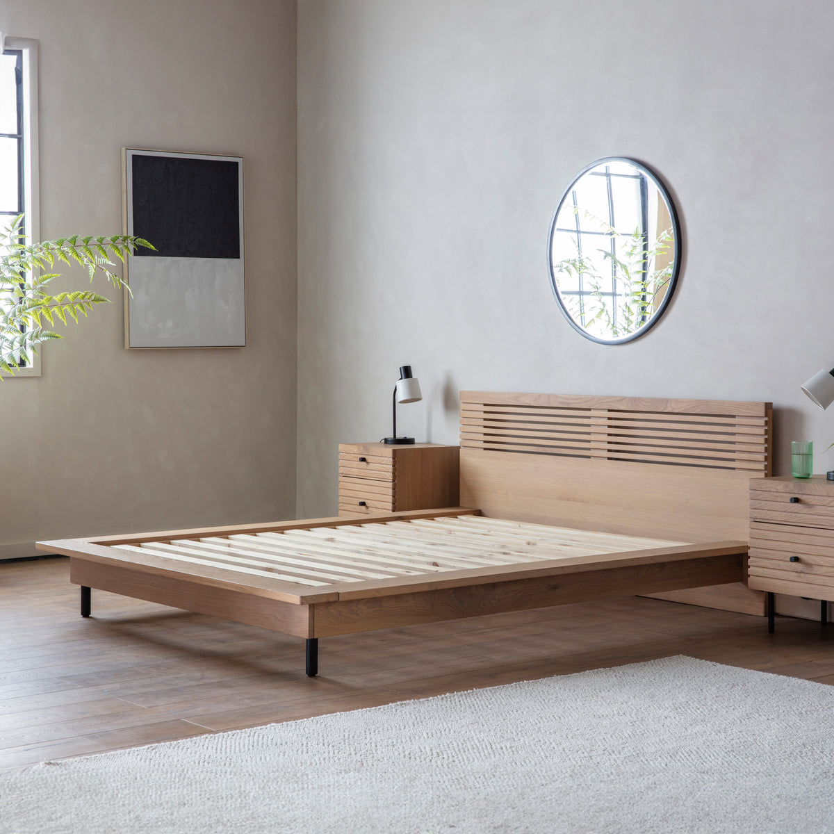 Okayama Bed 5′ King – Natural Oak – 130mm under-bed clearance (view 5)