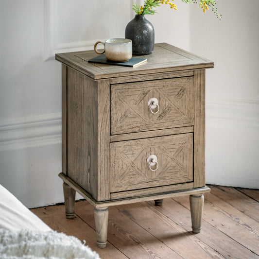 Rustique 2 Drawer Bedside Table – Natural Mindy Ash – 2 Drawers (view 2)