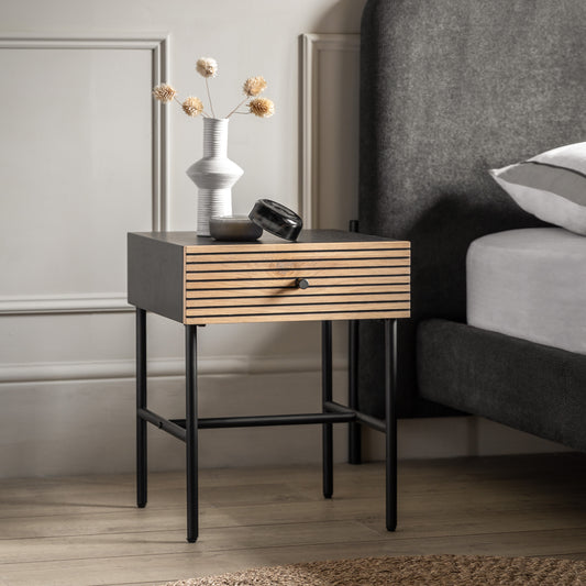 Hyland 1 Drawer Bedside – Black MDF Melamine – 1 Drawer (view 2)