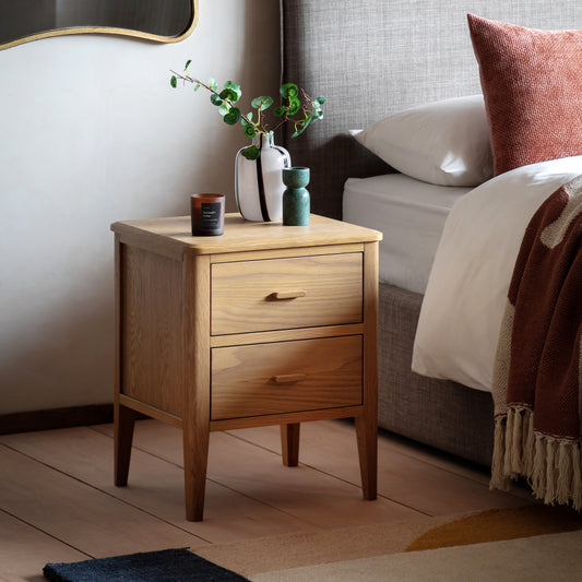 Camden 2 Drawer Bedside Natural – Natural MDF – 2 Drawers (view 2)