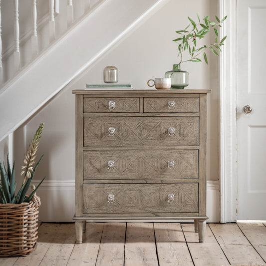 Rustique 5 Drawer Chest – Natural Mindy Ash – 5 Drawers (view 2)
