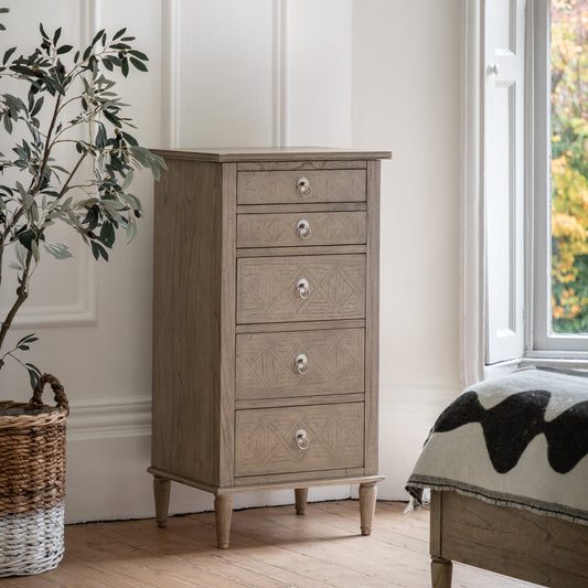 Rustique 5 Drawer Lingerie Chest – Natural Mindy Ash – 5 Drawers (view 2)