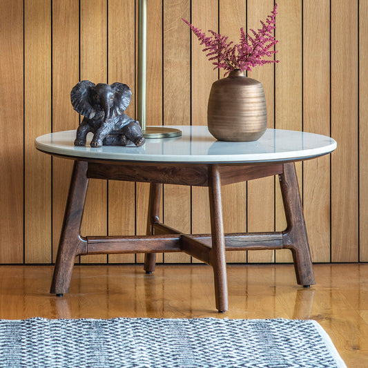 Barcelona Round Coffee Table – Dark Wood