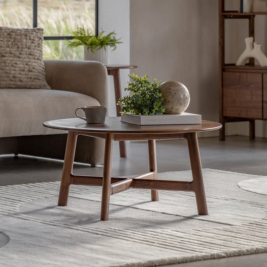 Madrid Round Coffee Table Walnut – Dark Wood
