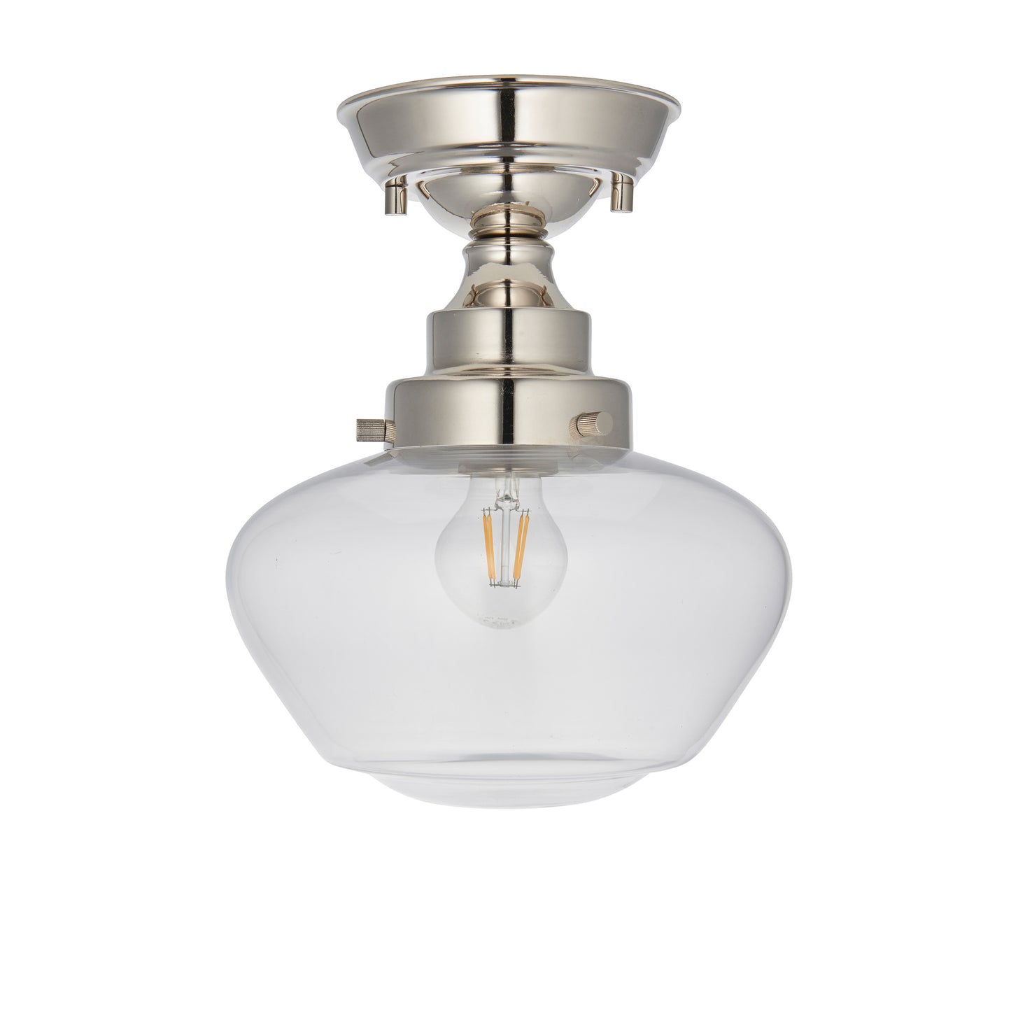 Camberley 1 Ceiling Light Bright Nickel Clear – Nickel