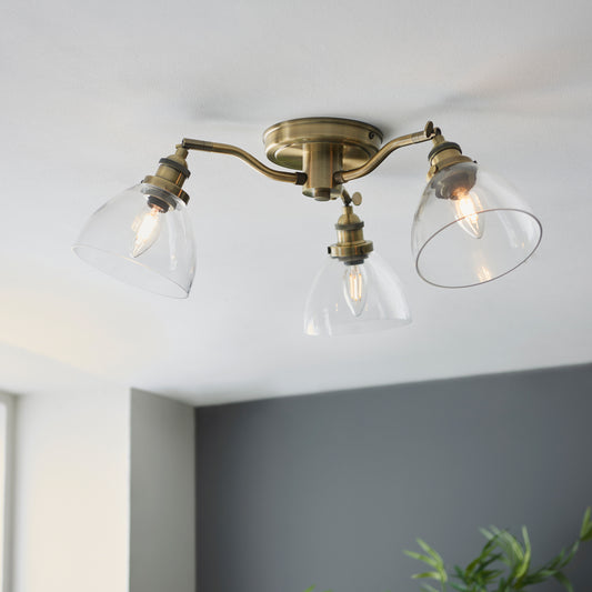 Hansen 3 Ceiling Light Antique Brass – Brass