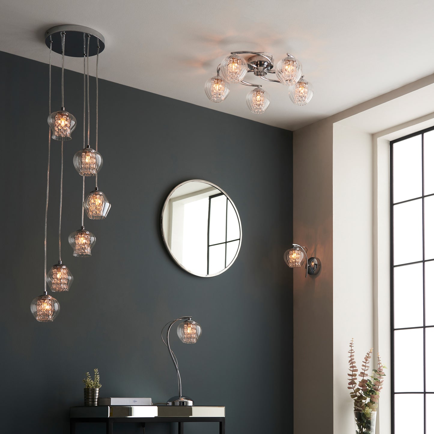 Mesmer 5 Ceiling Light Chrome – Beige