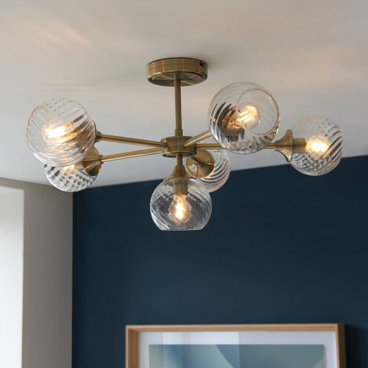 Allegra 6 Ceiling Light Antique Brass – Brass