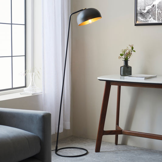 Brair 1 Floor Light Matt Black & Antique Brass – Brass