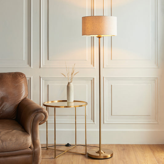 Highclere Floor Lamp Vintage Brass – Natural