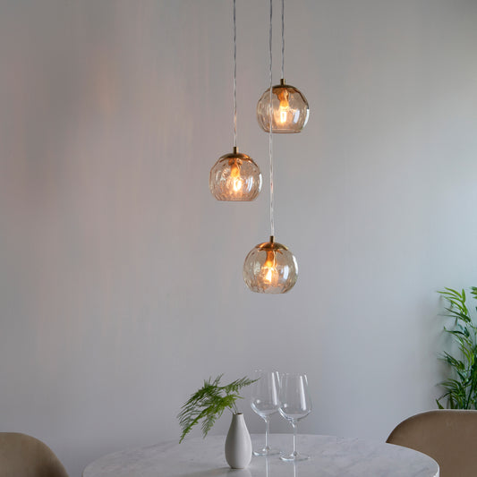 Dimple 3 Pendant Light Satin Brass – Brass