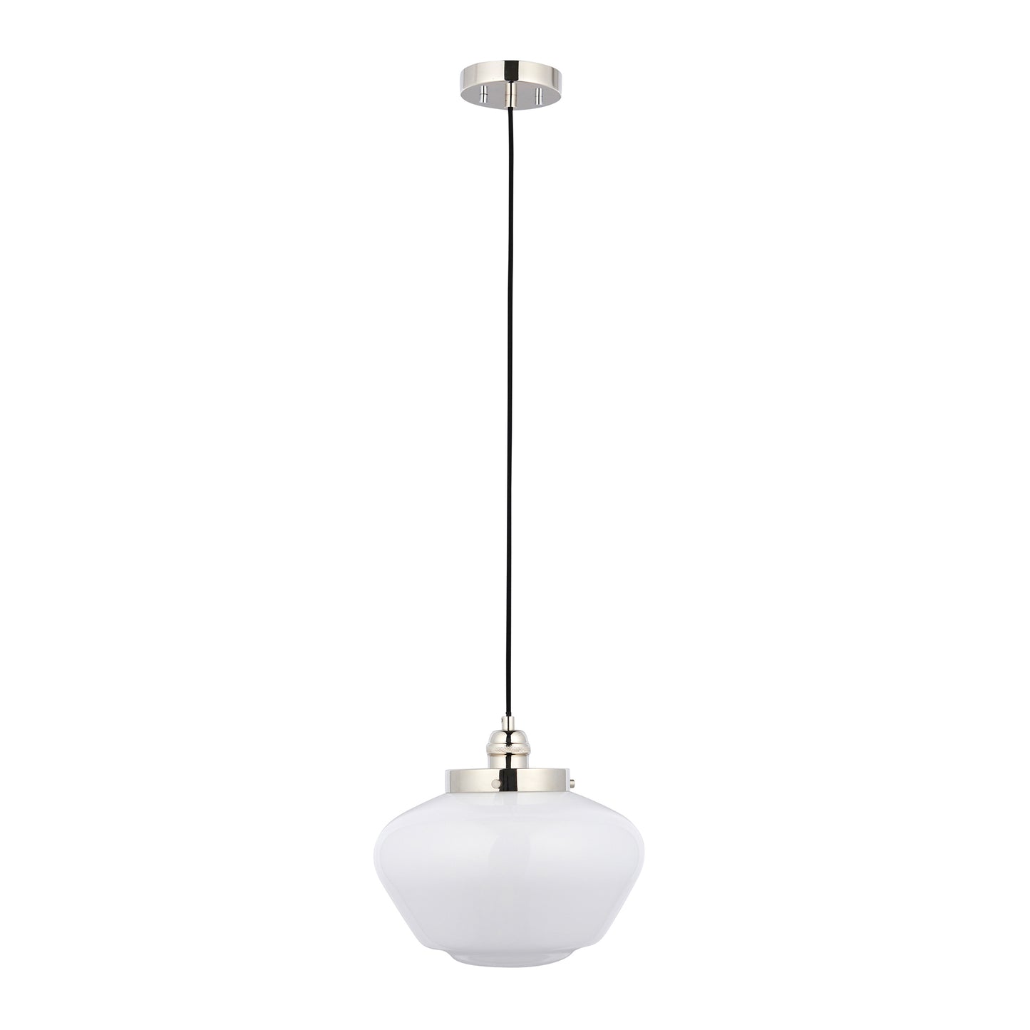 Camberley 1 Pendant Light Bright Bickel Opal Glass – Silver