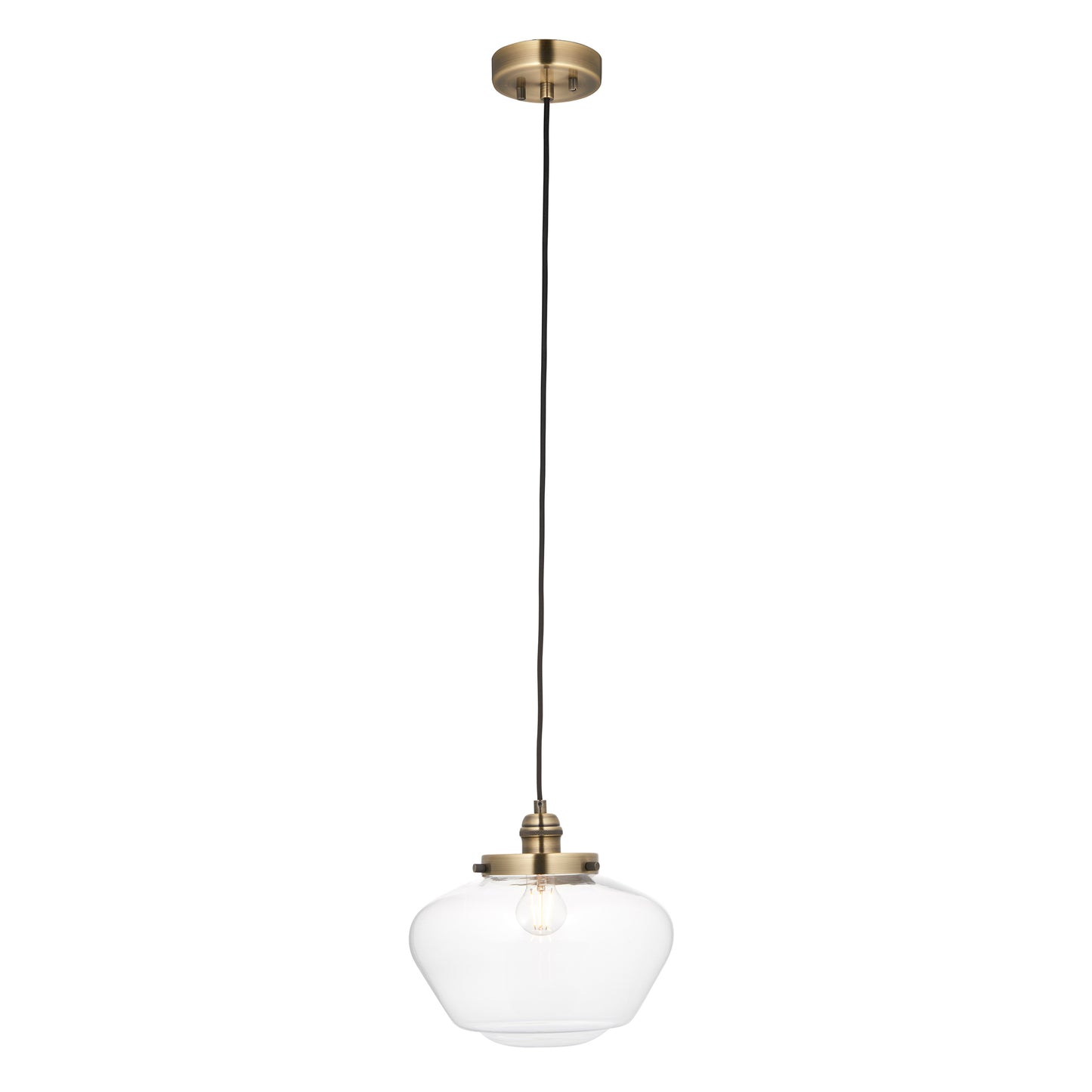Camberley 1 Pendant Light Antique Brass Clear – Brass