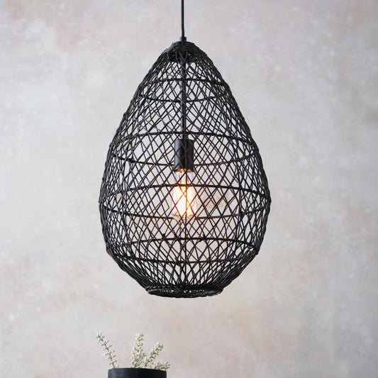 Pimva 1 Pendant Light Black Rattan – Black