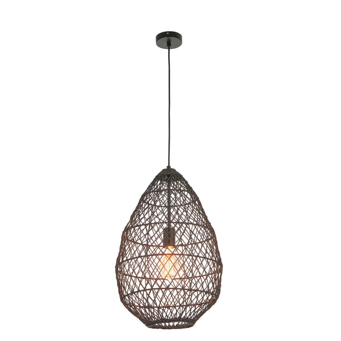 Pimva 1 Pendant Light Black Rattan – Black