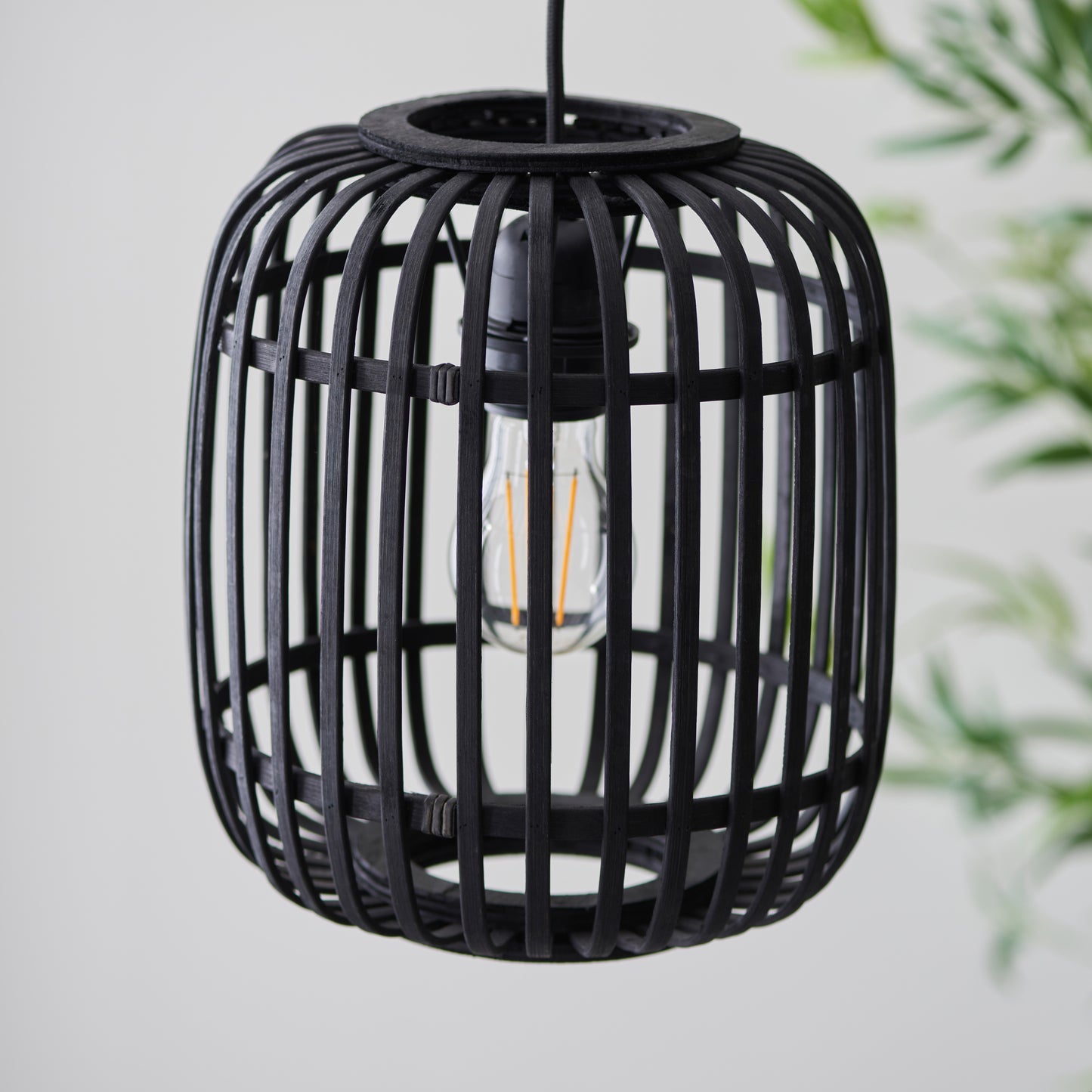 Mathias 1 Pendant Light Dark Bamboo – Black