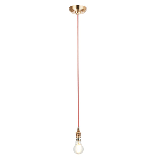 Eltham 1 Pendant Brushed Aged Brass Red Flex – Brass