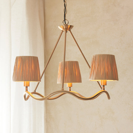 Wriggle 3 Pendant Light Brushed Aged Brass – Natural