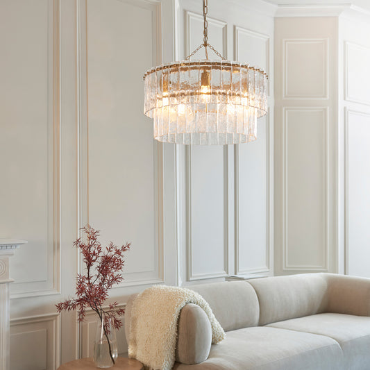 Karine 5 Tiered Pendant Light Brushed Aged Brass – Brass