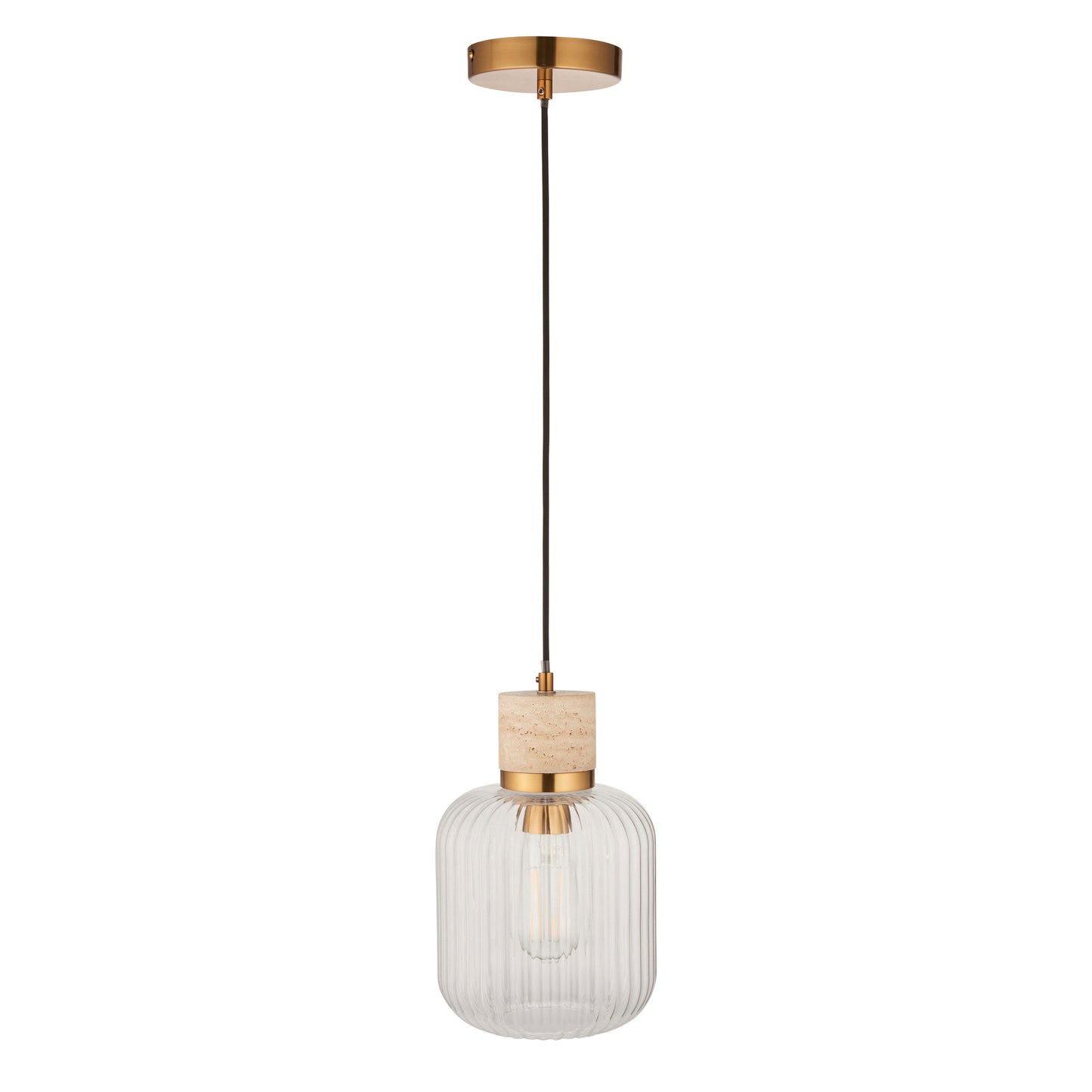 Travi Ribbed 1 Pendant Light Natural Travertine – Natural