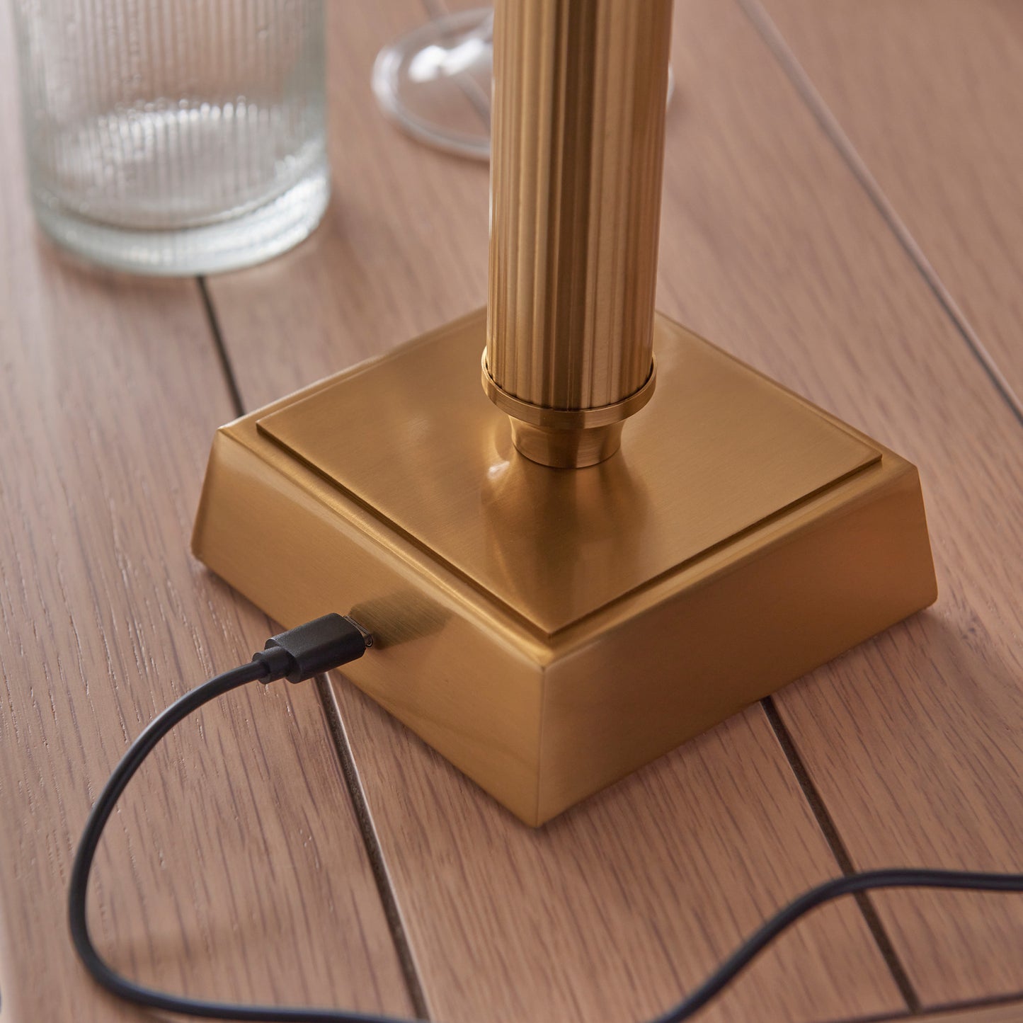 Trobridge Rechargeable Table Lamp Base Aged Brass – Brass