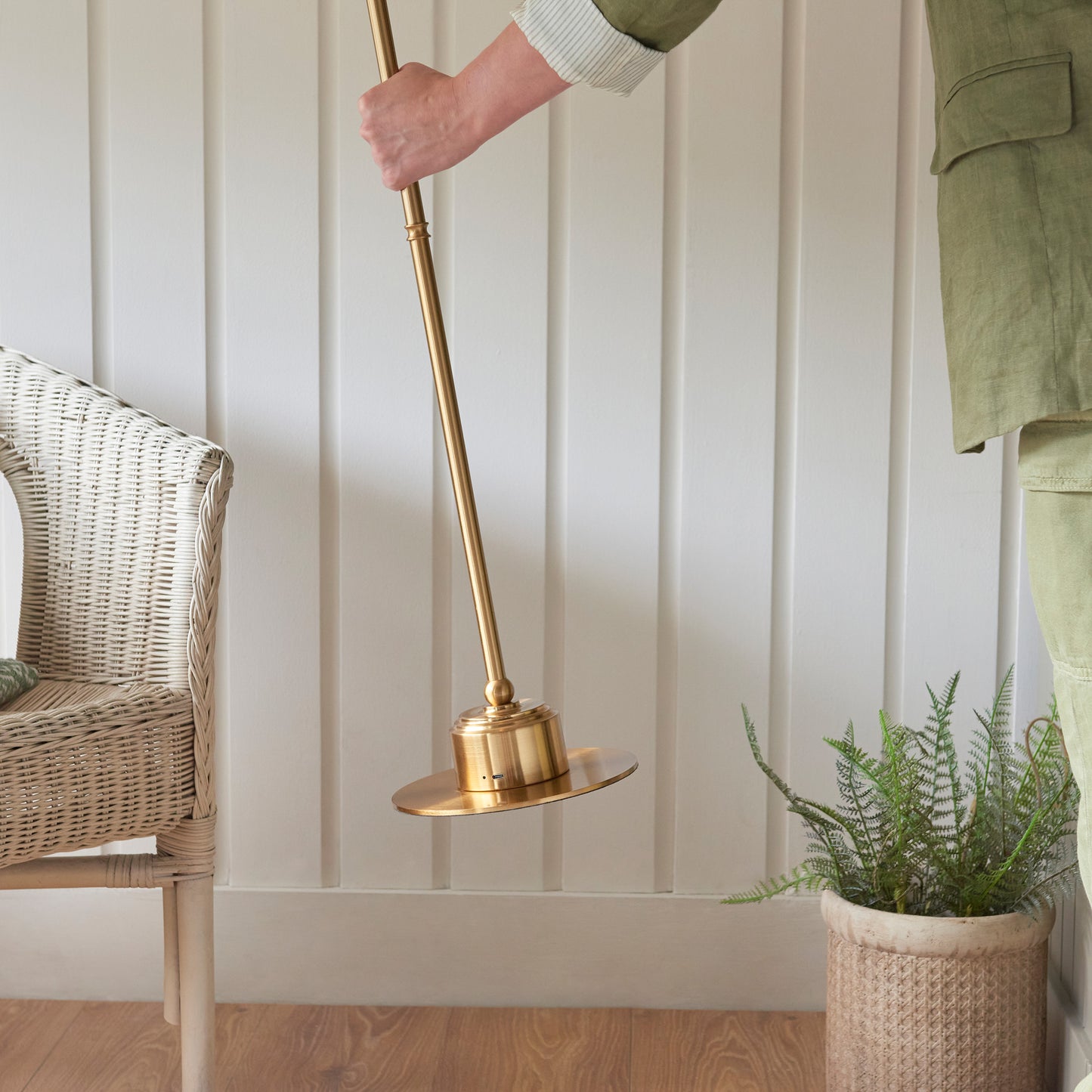 Burley Rechargeable Floor Lamp Base Aged Brass – Brass