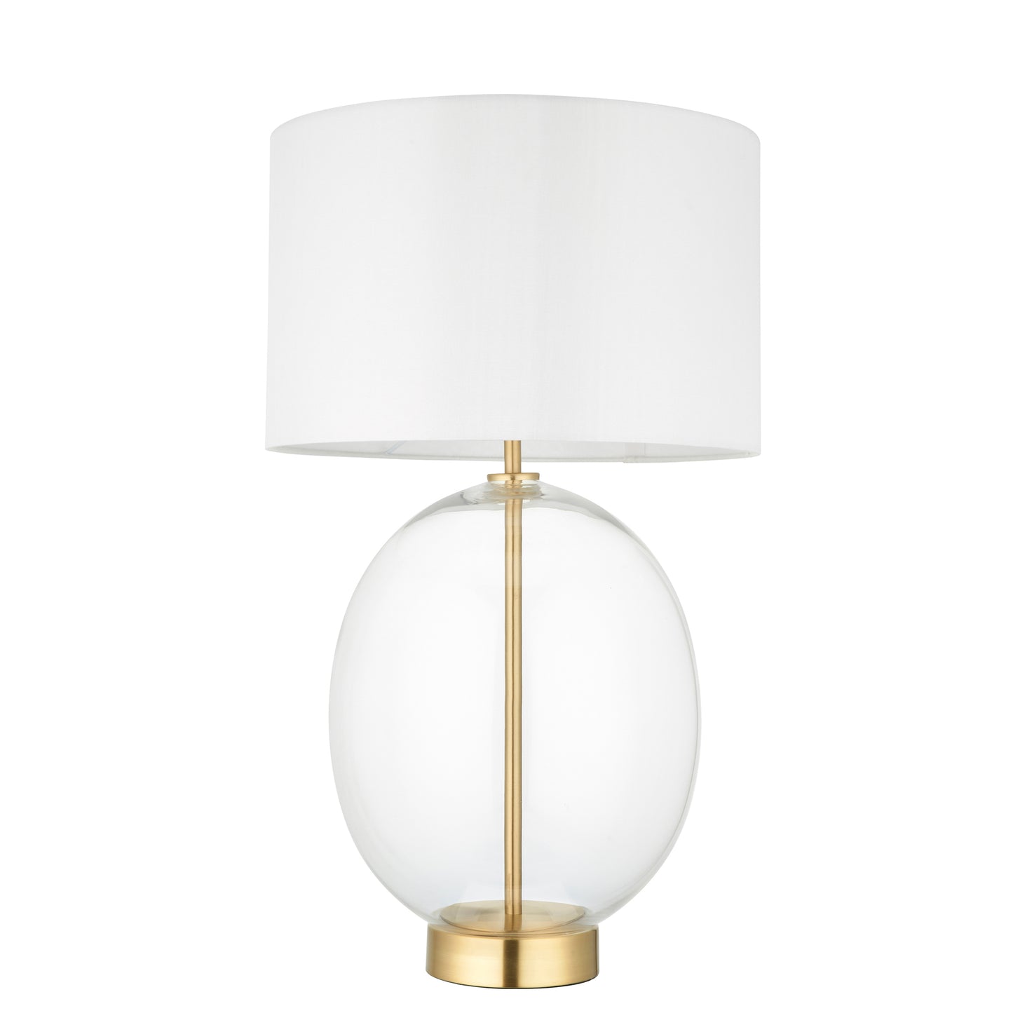 Kelda Oval Table Lamp Satin Brass Vintage White – White