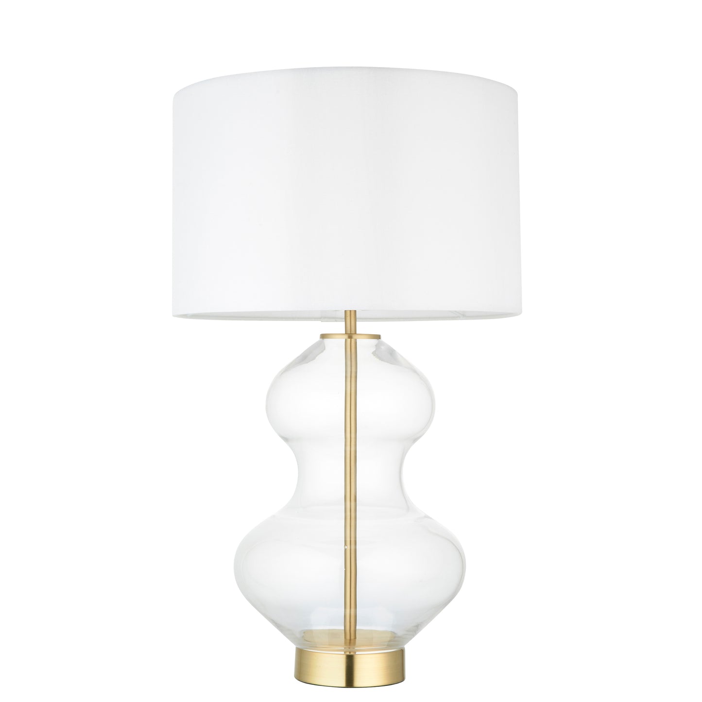 Kelda Shaped Table Lamp Bright Nickel – White