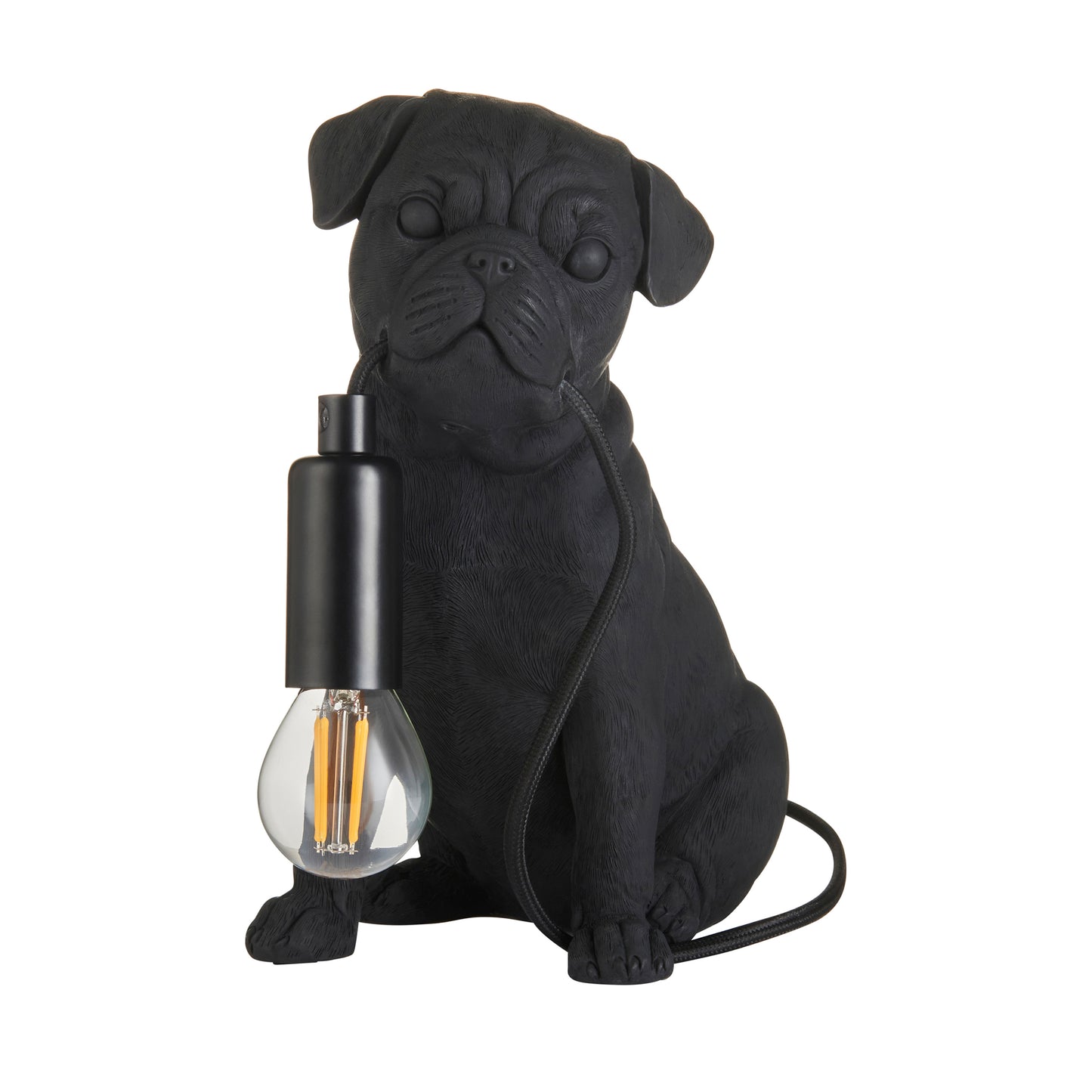 Pug Puppy Table Lamp Black – Black