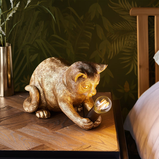Kitten Table Lamp Vintage Gold – Gold
