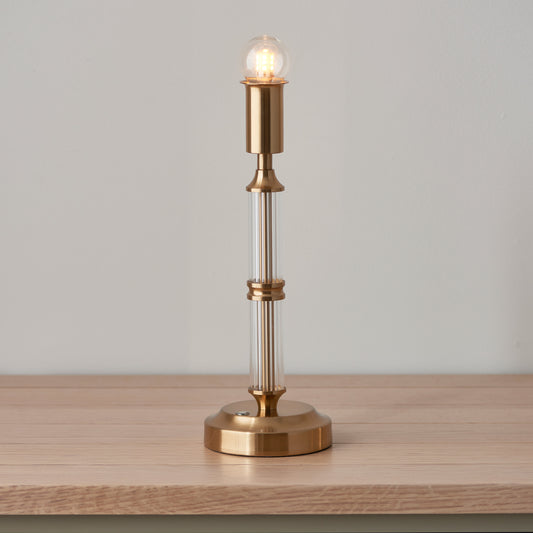 Morton Rechargeable Table Lamp Brushed Aged Brass – Brass