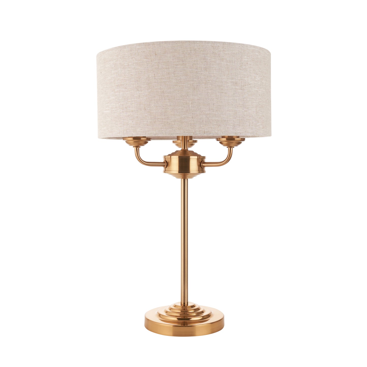 Highclere 3 Table Lamp Vintage Brass – Natural