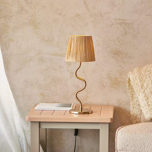 Wriggle Table Lamp Brushed Aged Brass – Natural