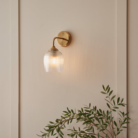 Ashcroft Ribbed Wall Light Brushed Aged Brass – Brass