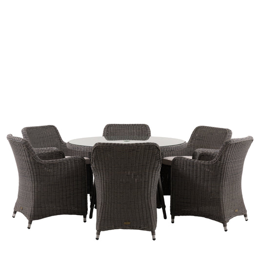 Ascot 6 Seater Round Dining Set – Grey