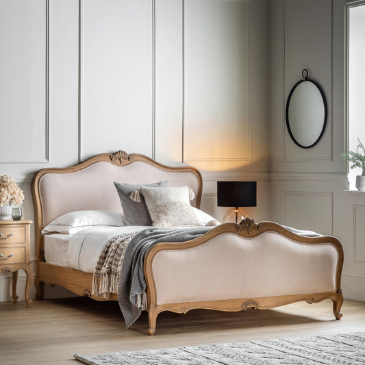 Chic 6' Linen Upholstered Bed Weathered – Light Wood