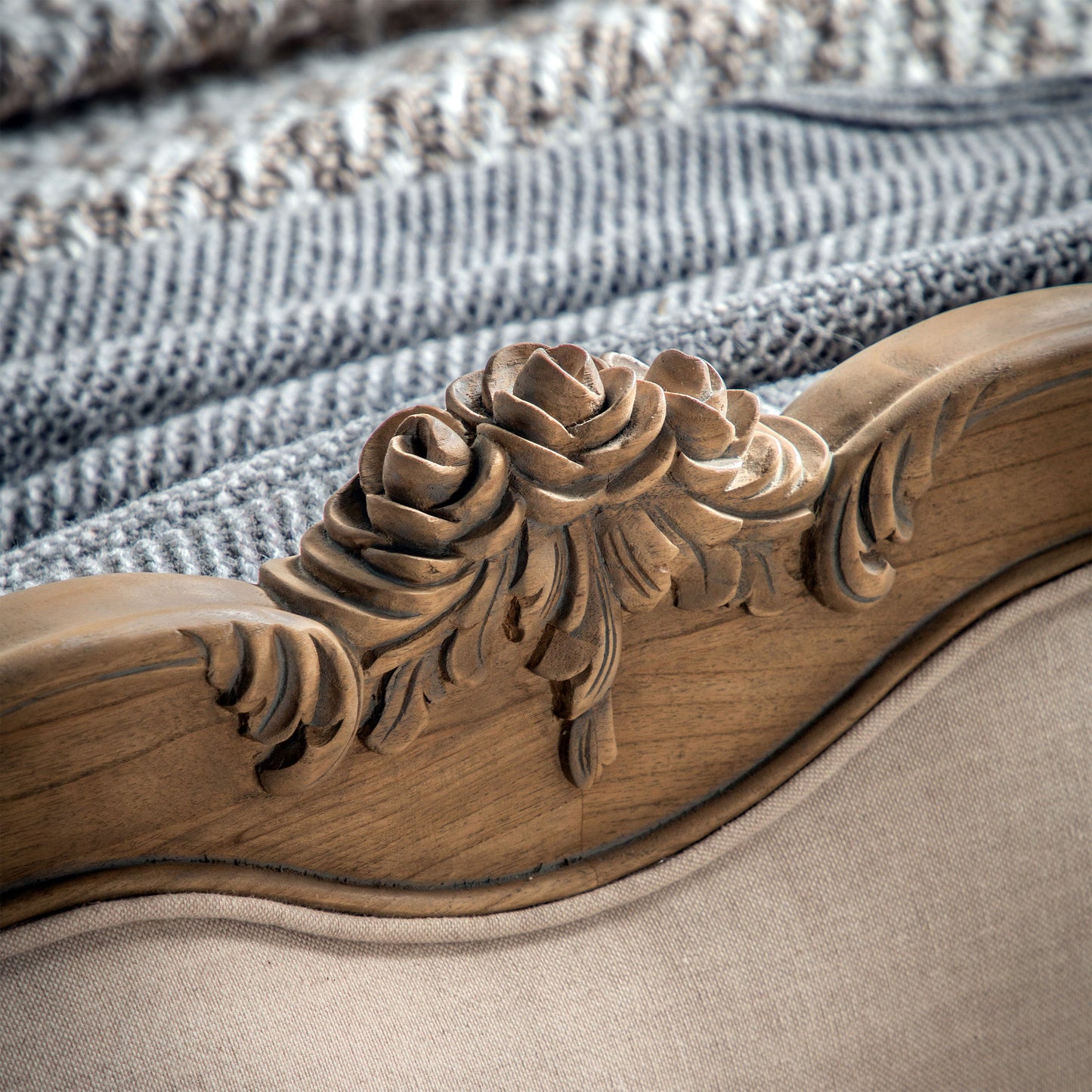 Chic 6' Linen Upholstered Bed Weathered – Light Wood