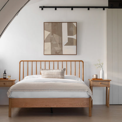 Wycombe Spindle Bed 4′6″ Double – Light Wood Oak – 180mm under-bed clearance (view 5)
