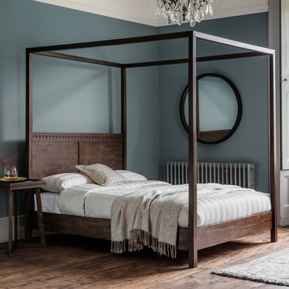 Boho Retreat 4 Poster Bed 5′ King – Brown Mango – 140mm under-bed clearance (view 2)