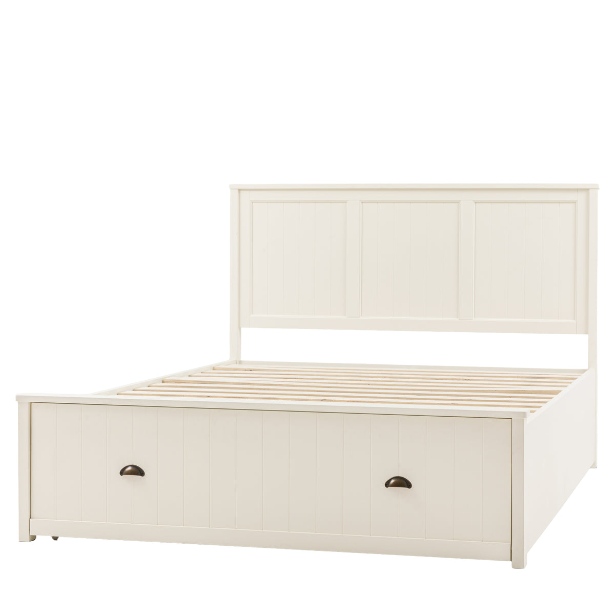 Eton 1 Drawer Storage Bed White 4′6″ Double – White MDF – Bed (view 5)