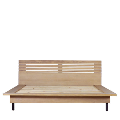 Okayama Bed 4′6″ Double – Natural Oak – 130mm under-bed clearance