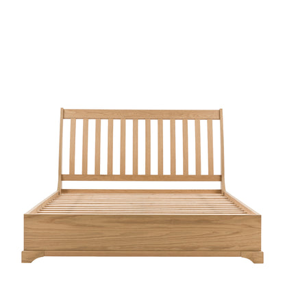 Malvern Bed 4′6″ Double – Light Wood Oak Veneer – 80mm under-bed clearance