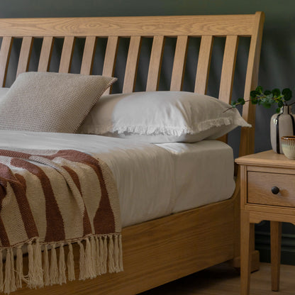 Malvern Bed 5′ King – Light Wood Oak Veneer – 80mm under-bed clearance (view 3)