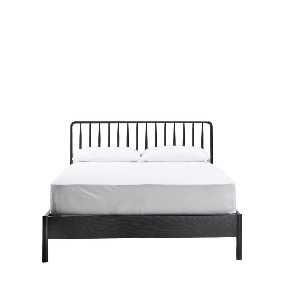 Wycombe Spindle Bed Black 5′ King – Black Oak – 180mm under-bed clearance