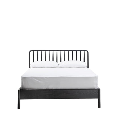Wycombe Spindle Bed Black 5′ King – Black Oak – 180mm under-bed clearance