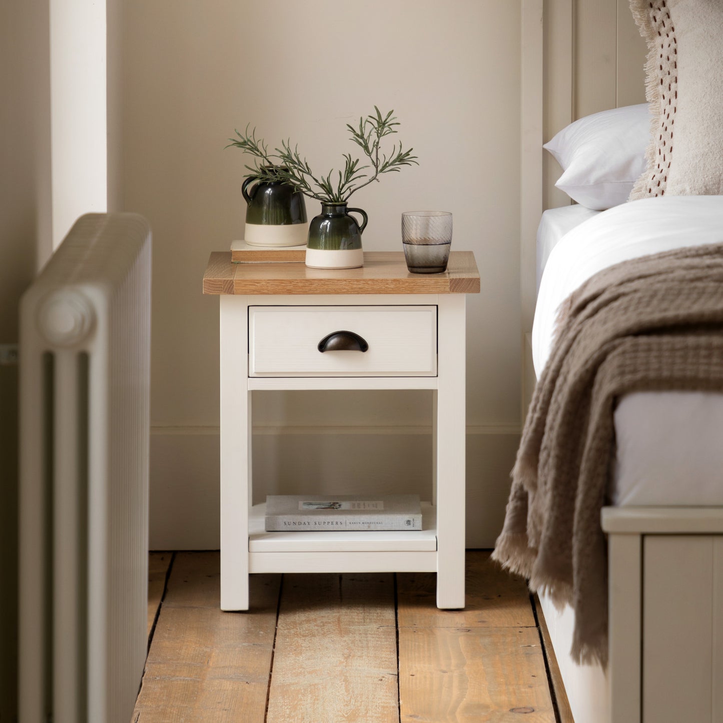 Eton 1 Drawer Bedside White – White