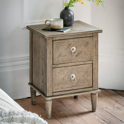 Rustique 2 Drawer Bedside Table – Natural Mindy Ash – 2 Drawers (view 2)