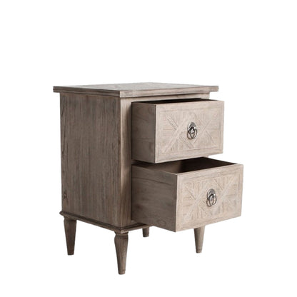 Rustique 2 Drawer Bedside Table – Natural Mindy Ash – 2 Drawers (view 5)