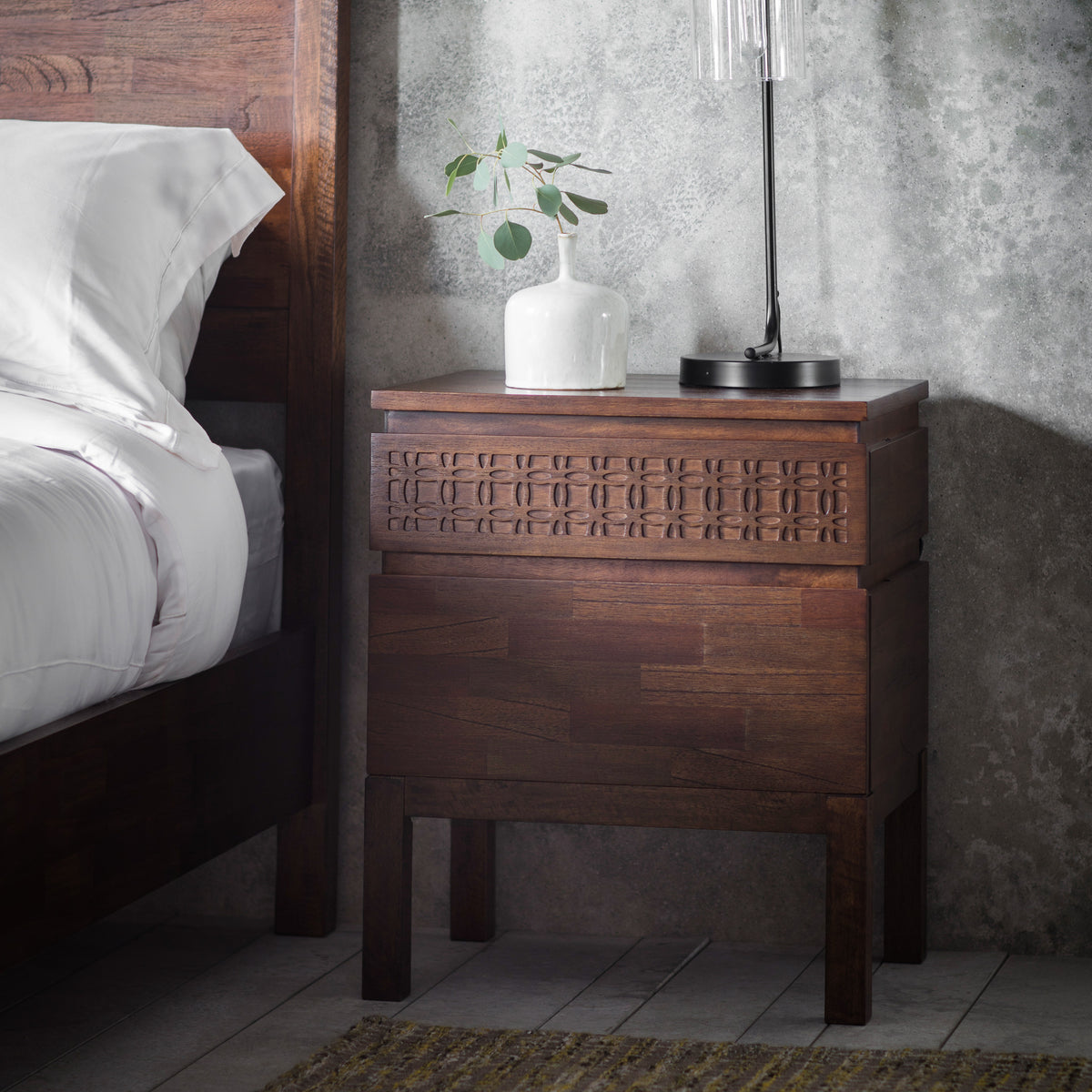 Boho Retreat Bedside 2 Drawer Chest – Brown Mango – 2 Drawers (view 2)
